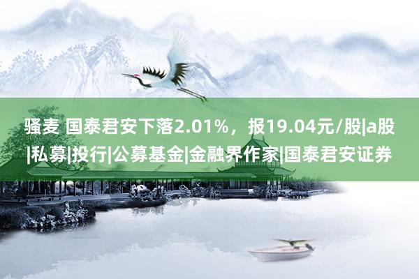 骚麦 国泰君安下落2.01%，报19.04元/股|a股|私募|投行|公募基金|金融界作家|国泰君安证券