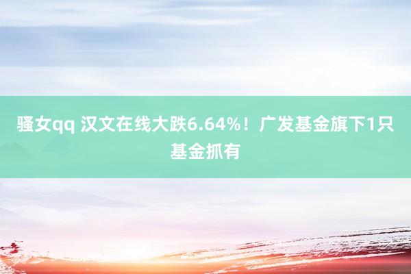 骚女qq 汉文在线大跌6.64%！广发基金旗下1只基金抓有